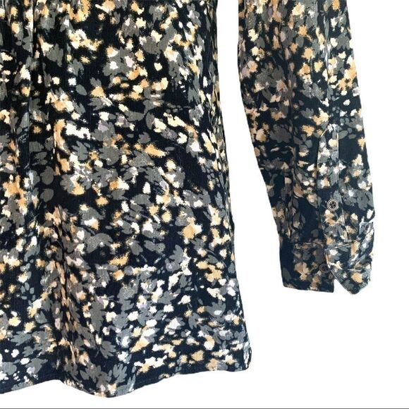 J Jill Corduroy watercolour floral button down top - Picture 7 of 8